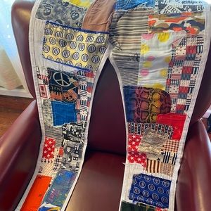 Unique Colorful Punk Rock party jeans with patches